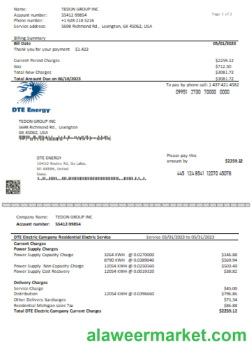 DTE Energy utility business bill SCR page 1